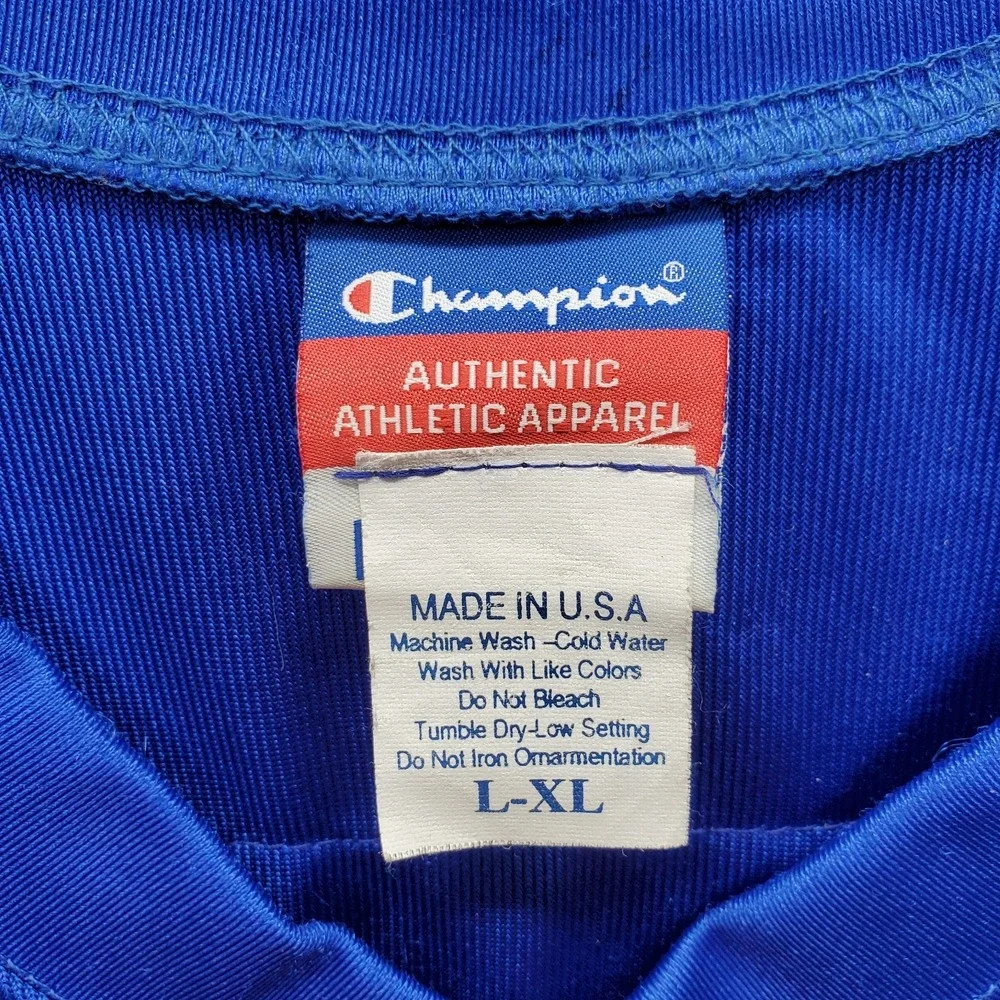 VTG New York Giants Champion Athletic Apparel Jersey Mens L-XL Blue Ted Cruz #80